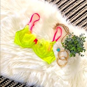 Sexy neon Victoria’s Secret all lace sheer bra